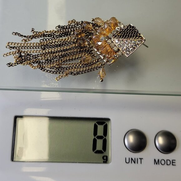 Tiered Gold Tone Long Tassel Earrings - Picture 8 of 8